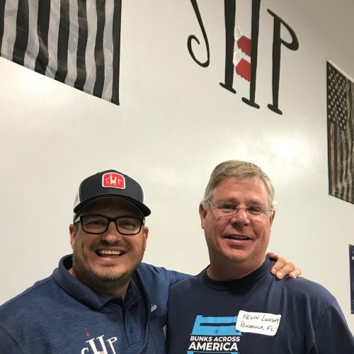 Kevin Loveday, TENNESSEE TECH 1987, right, is pictured in September 2019 with Sleep in Heavenly Peace founder Luke Mickelson during new chapter training at Sleep in Heavenly Peace’s headquarters in Twin Falls, Idaho.